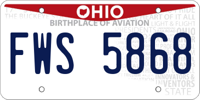 OH license plate FWS5868