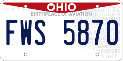 OH license plate FWS5870