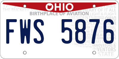 OH license plate FWS5876