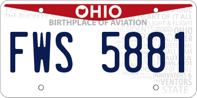 OH license plate FWS5881