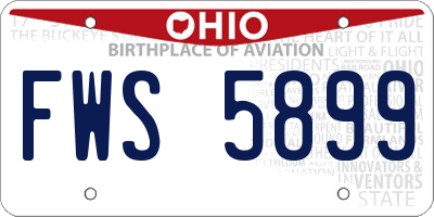 OH license plate FWS5899