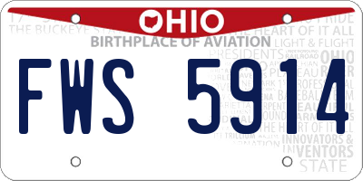 OH license plate FWS5914