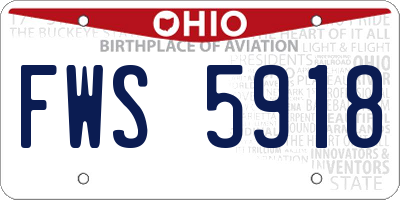 OH license plate FWS5918