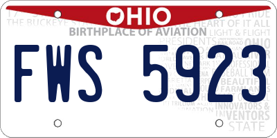 OH license plate FWS5923