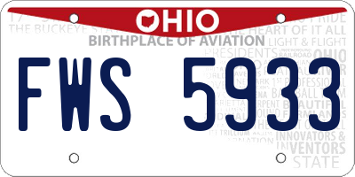 OH license plate FWS5933