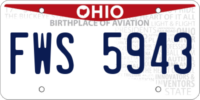 OH license plate FWS5943
