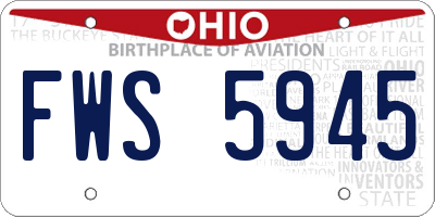 OH license plate FWS5945