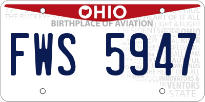 OH license plate FWS5947