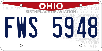 OH license plate FWS5948