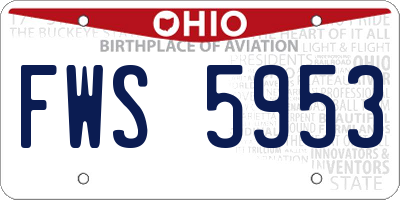 OH license plate FWS5953