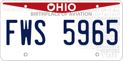 OH license plate FWS5965