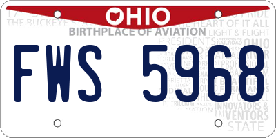 OH license plate FWS5968