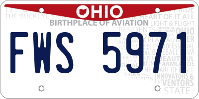 OH license plate FWS5971