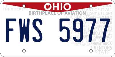 OH license plate FWS5977