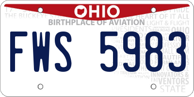 OH license plate FWS5983