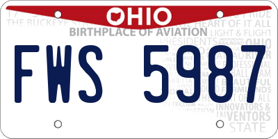 OH license plate FWS5987