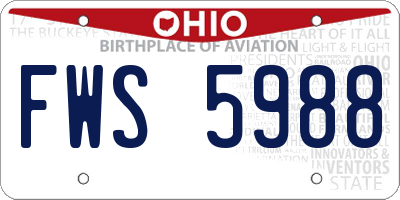 OH license plate FWS5988
