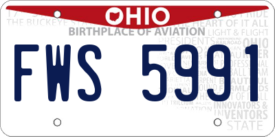 OH license plate FWS5991