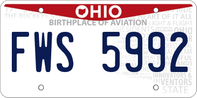 OH license plate FWS5992