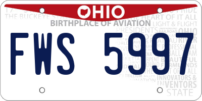 OH license plate FWS5997