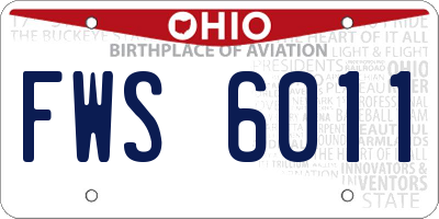 OH license plate FWS6011