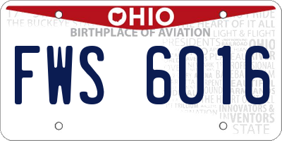 OH license plate FWS6016