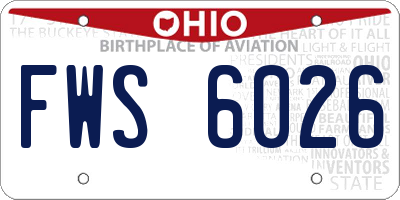 OH license plate FWS6026