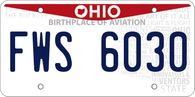 OH license plate FWS6030