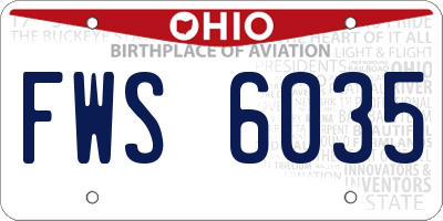 OH license plate FWS6035