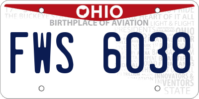 OH license plate FWS6038