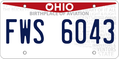 OH license plate FWS6043