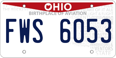 OH license plate FWS6053