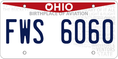 OH license plate FWS6060