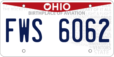 OH license plate FWS6062