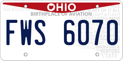 OH license plate FWS6070