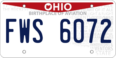 OH license plate FWS6072