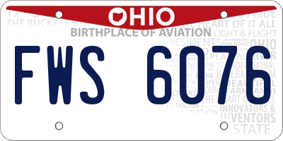 OH license plate FWS6076