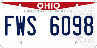 OH license plate FWS6098