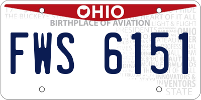 OH license plate FWS6151