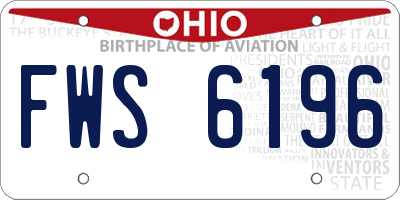 OH license plate FWS6196