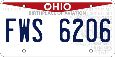 OH license plate FWS6206