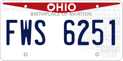 OH license plate FWS6251