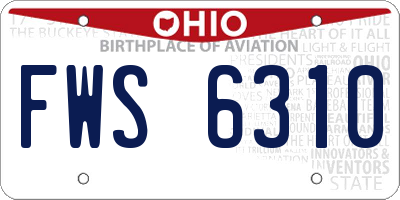 OH license plate FWS6310