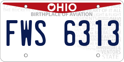 OH license plate FWS6313