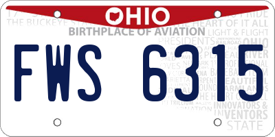 OH license plate FWS6315