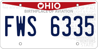 OH license plate FWS6335