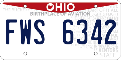 OH license plate FWS6342