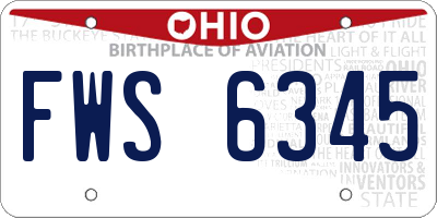OH license plate FWS6345