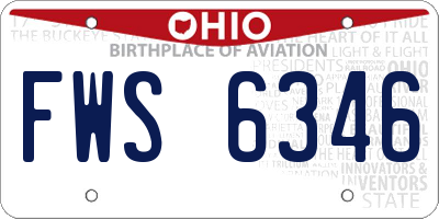 OH license plate FWS6346