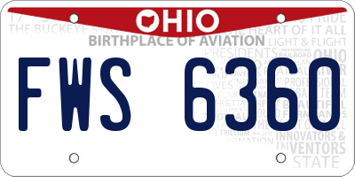 OH license plate FWS6360